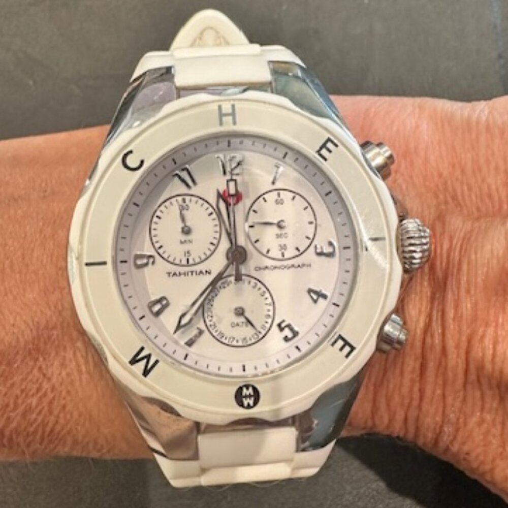 Michele White Jelly Bean Watch with Analog Display